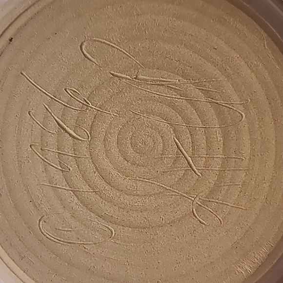 Studio Pottery Blue and Cream Heart Design Pie Plate Bowl - Picture 4 of 6